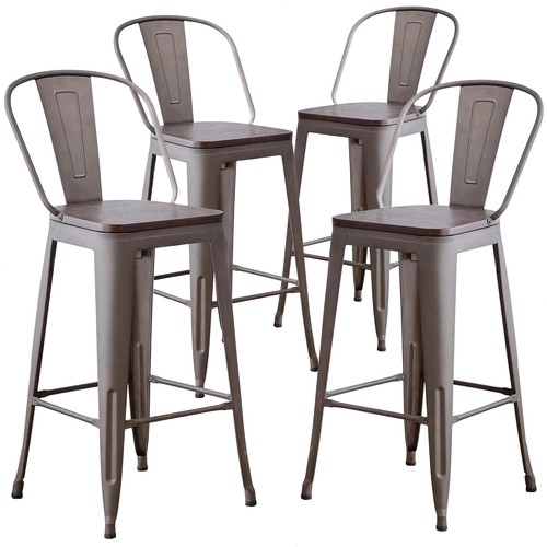 Metal bar stools set - metal,