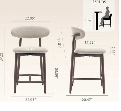 Upholstered counter height bar - counter,